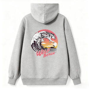 Sunset Wave Beach Surf Graphic Hoodie