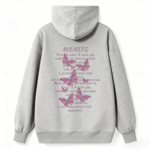 Pink Butterfly & Poem Quote Back Hoodie