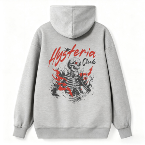 "Hysteria Club" Flame Skeleton Punk Hoodie