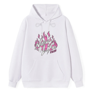 Pink Flame Text Graphic Hoodie