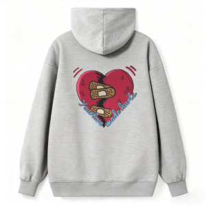 Broken Heart & Cookie Patch Graphic Hoodie