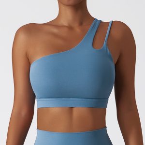 Light Blue Asymmetric Workout Bra