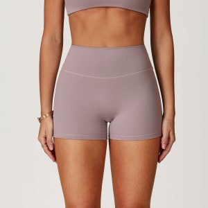 Dusty Mauve High-Waisted Workout Shorts