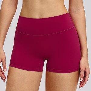 Deep Magenta High-Waisted Yoga Shorts