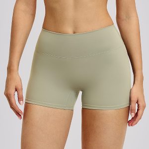 Sage Green High-Waisted Workout Shorts