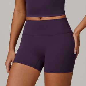 Eggplant Purple High-Waisted Yoga Shorts