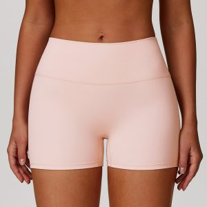 Blush Pink High-Waisted Yoga Shorts