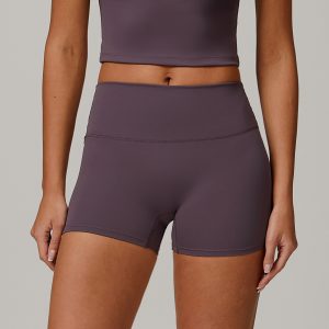 Plum Purple High-Waisted Biker Shorts